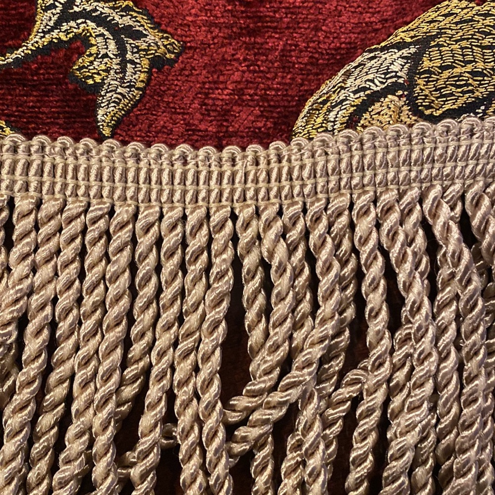 Table runner cranberry and gold colors 70” ( not including edge detail) - Picture 8 of 16